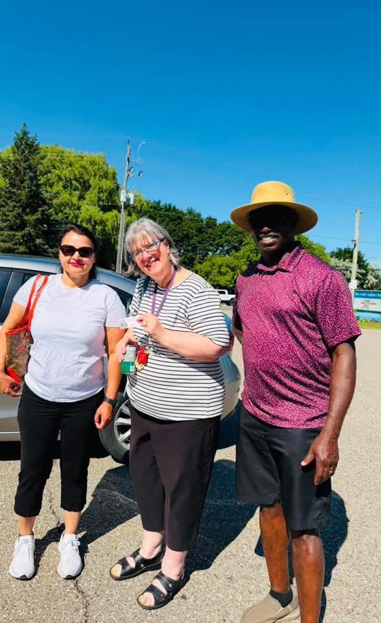 Meeting neighbours at a summer community event