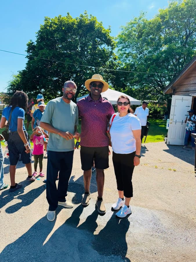 Neighbours at a summer community gathering