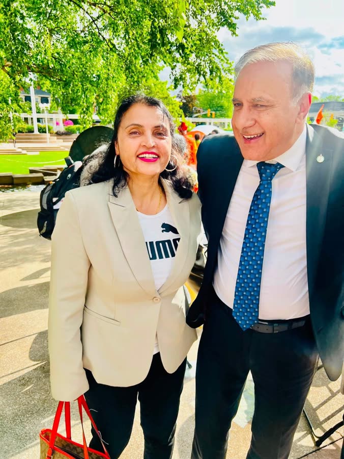 With a civic leader at a Brampton celebration