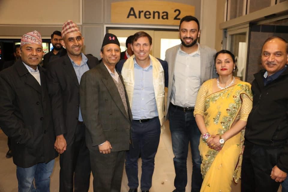 Welcoming Mayor Patrick Brown to a community event