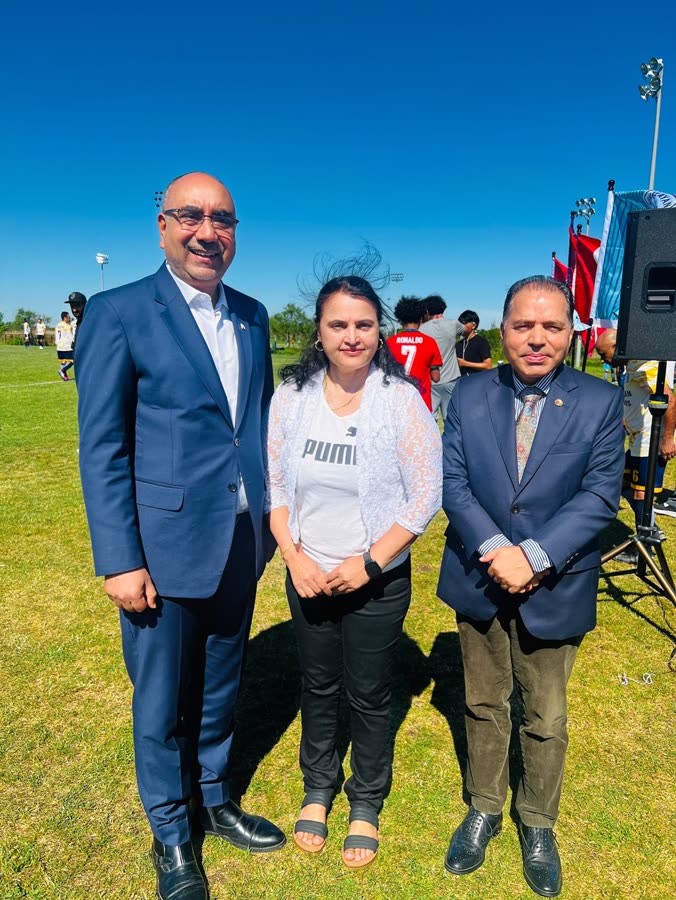 At a local soccer tournament with community leaders