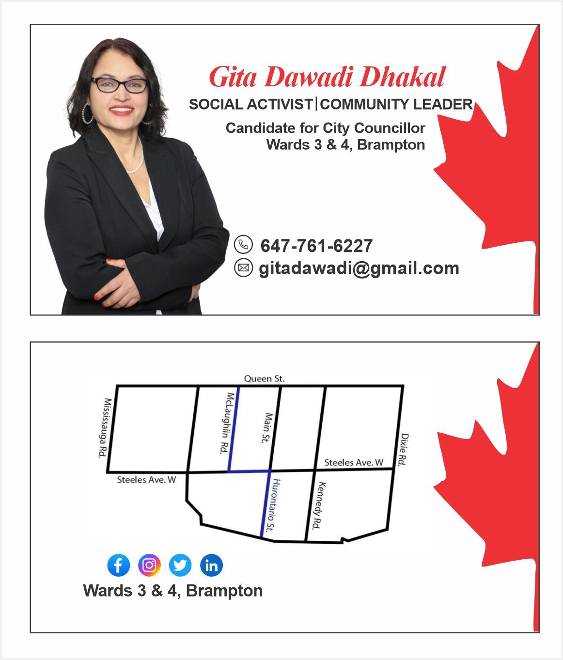 Map of Brampton Wards 3 and 4